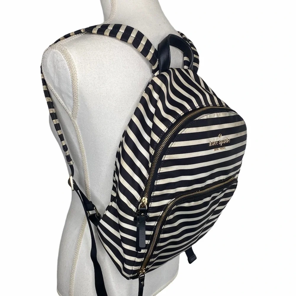 Kate Spade Black & White Striped Backpack